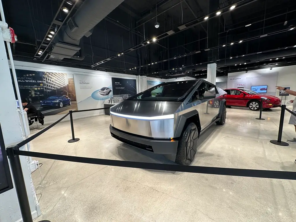 Tesla Cybertruck driving